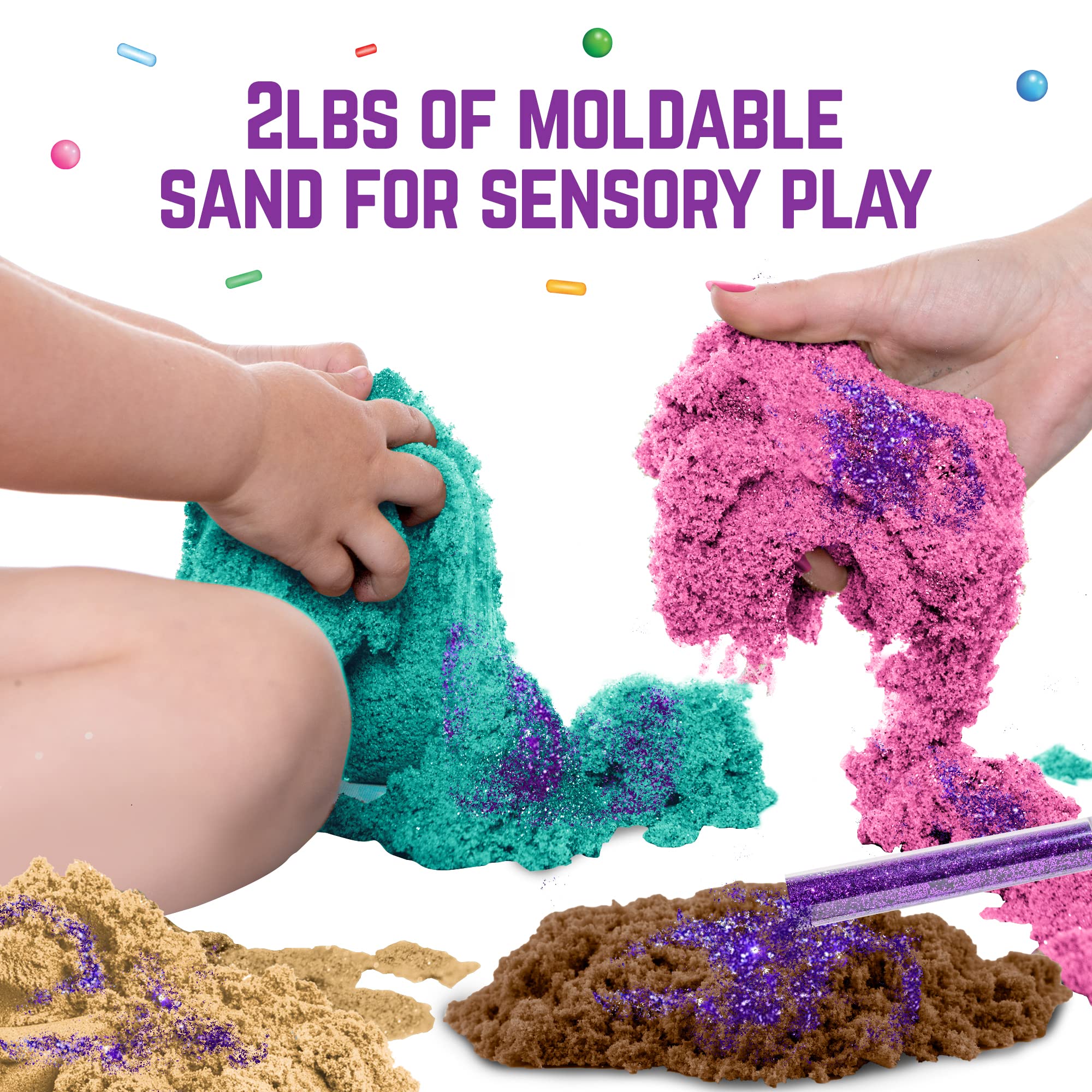 GirlZone moldable sand texture allows shaping and sensory exploration.