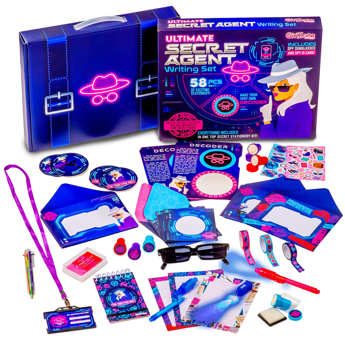 GirlZone Secret Agent Spy Kit: invisible ink pen for secret messages and decoding