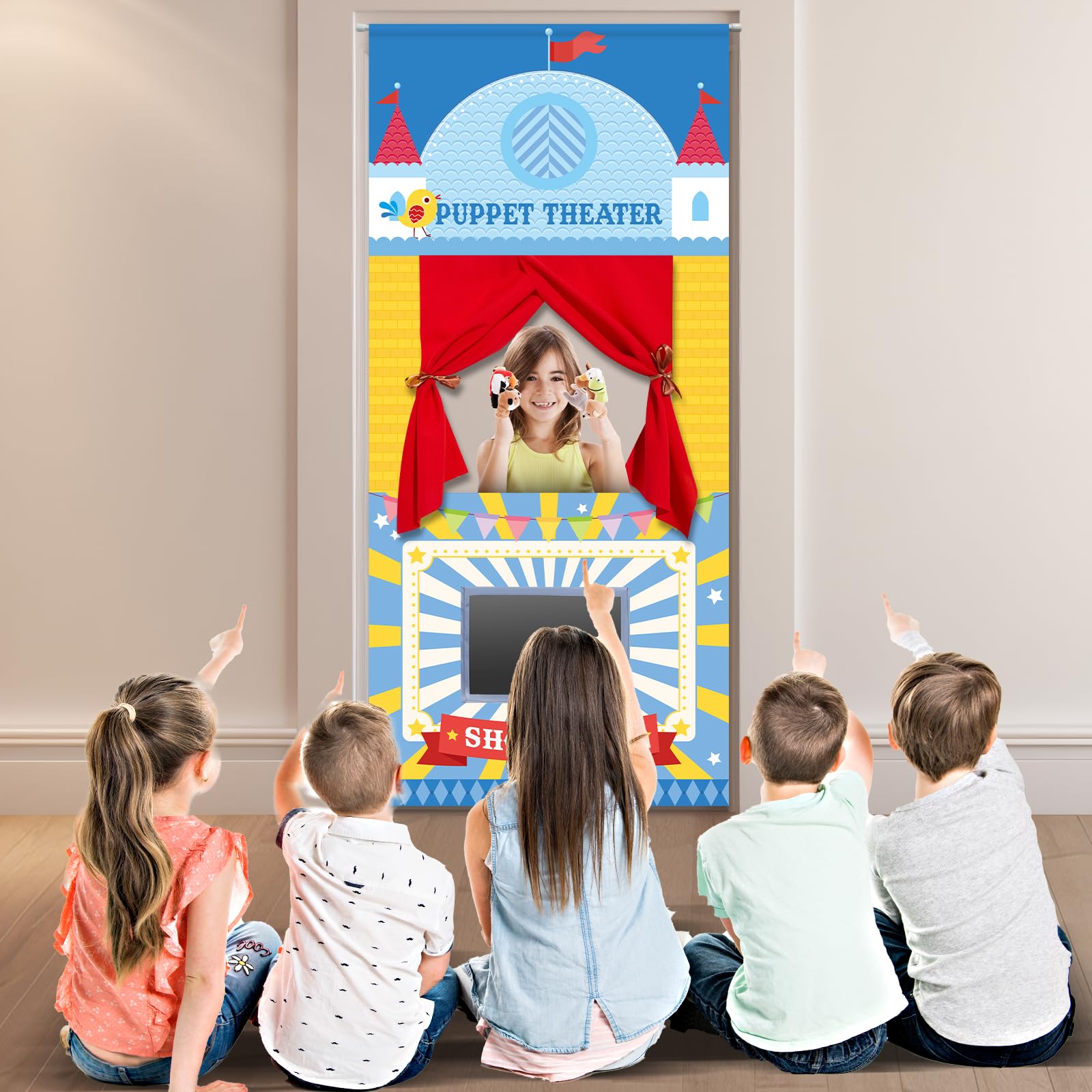 gisgfim blue and red patterns create a vibrant backdrop for pretend shows