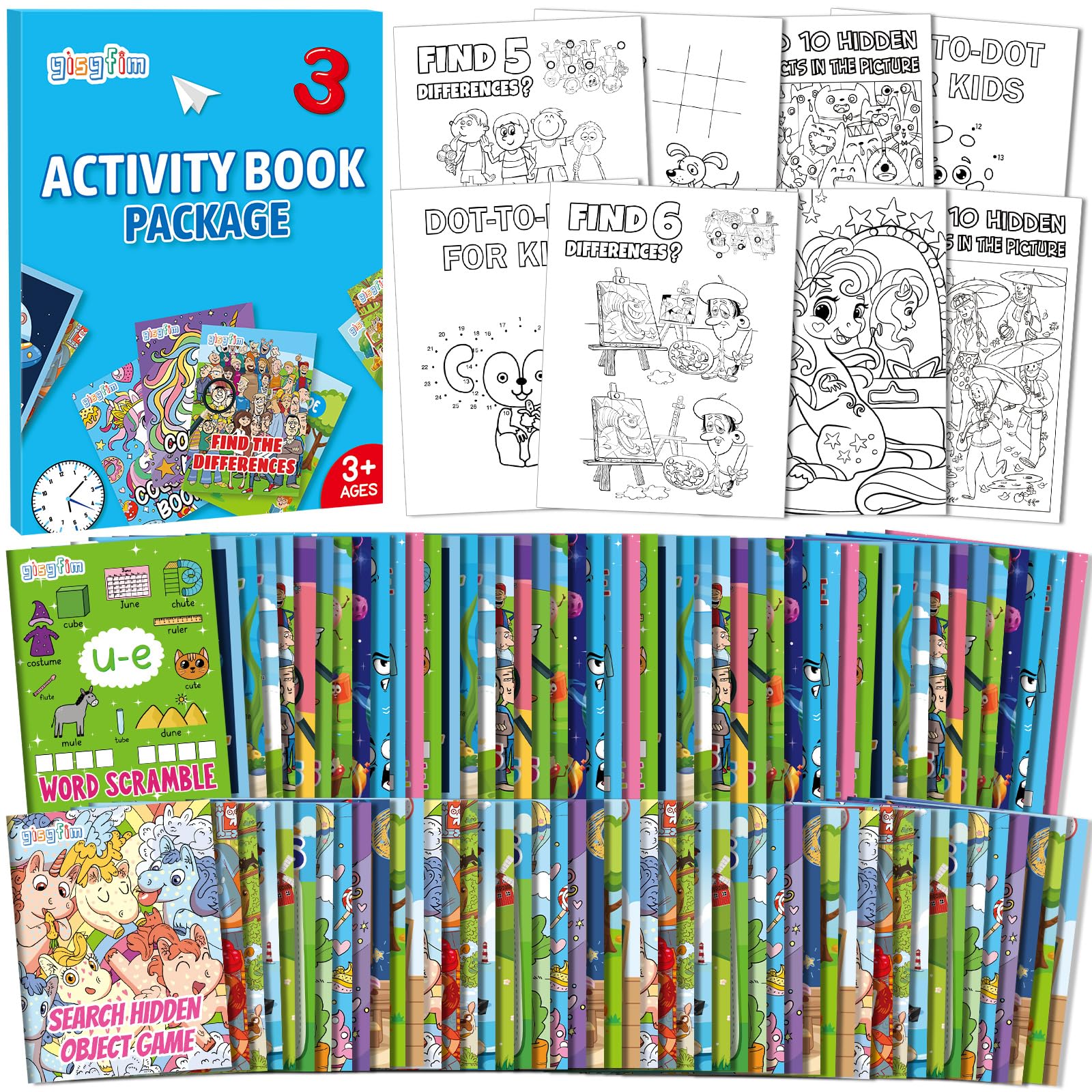 gisgfim 96-piece mini activity books set for kids' pocket-sized fun and learning.