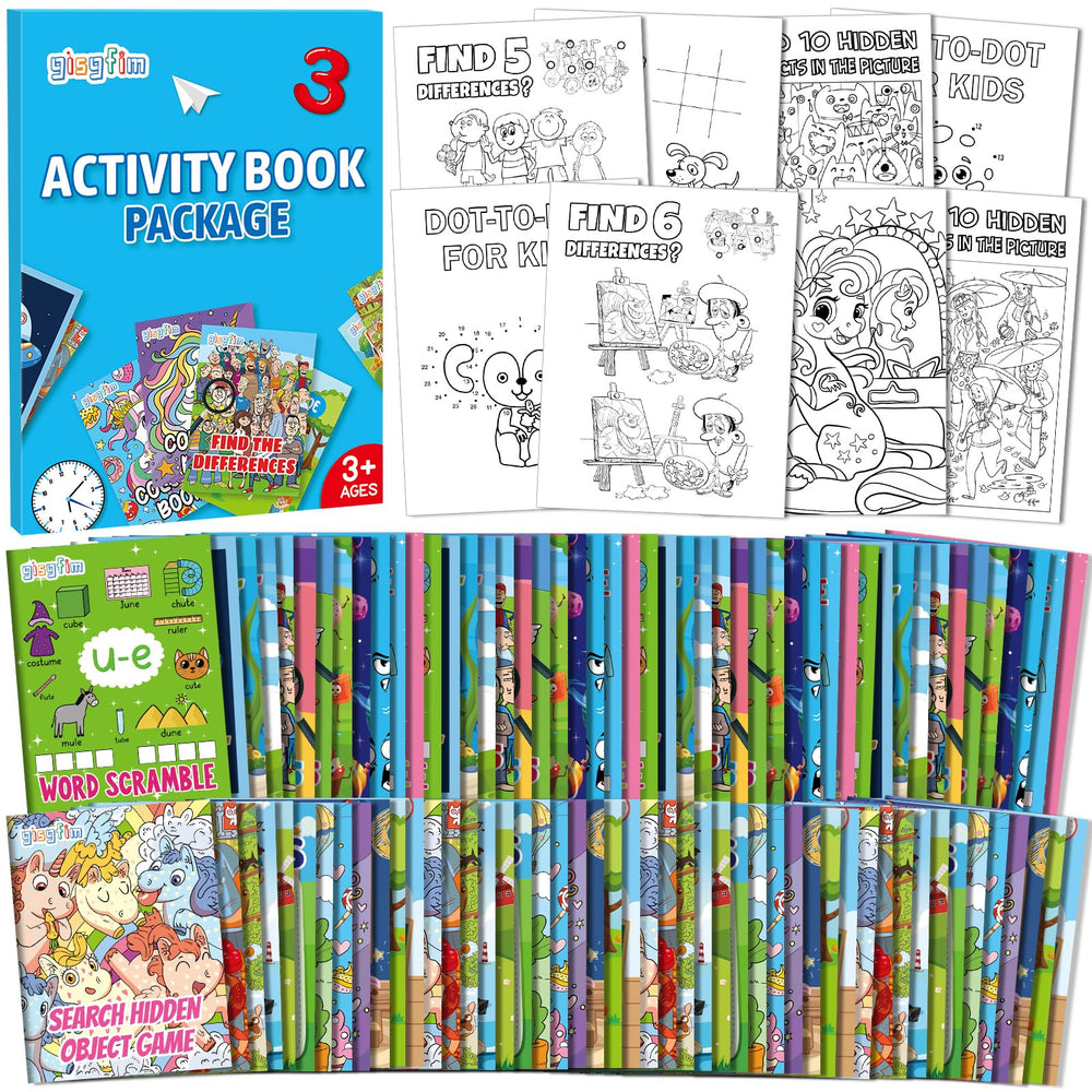 gisgfim 96-piece mini activity books set for kids' pocket-sized fun and learning.