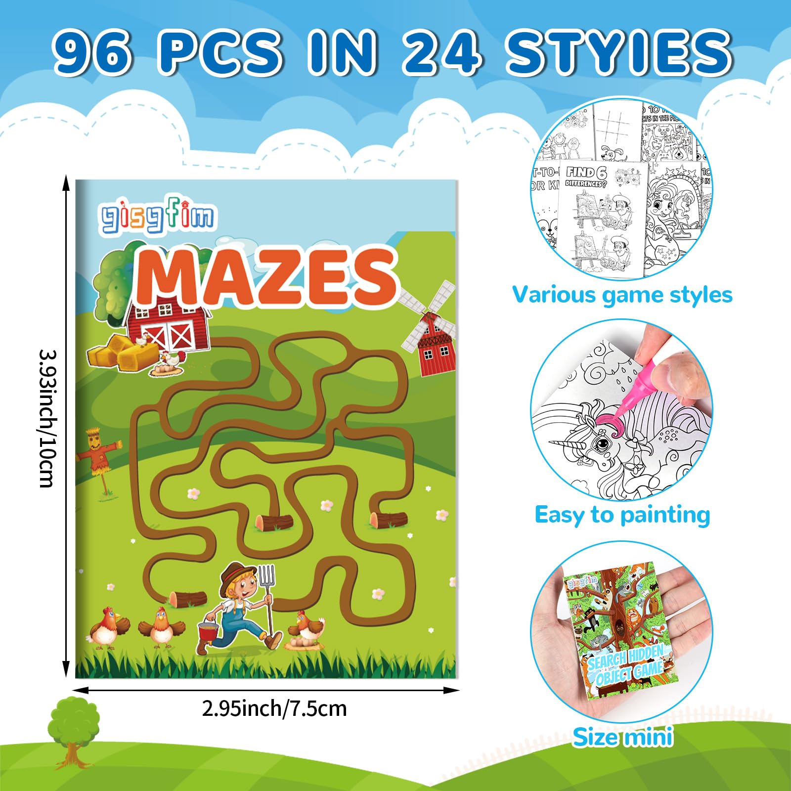 gisgfim mini activity pages featuring mazes and puzzles for screen-free entertainment.