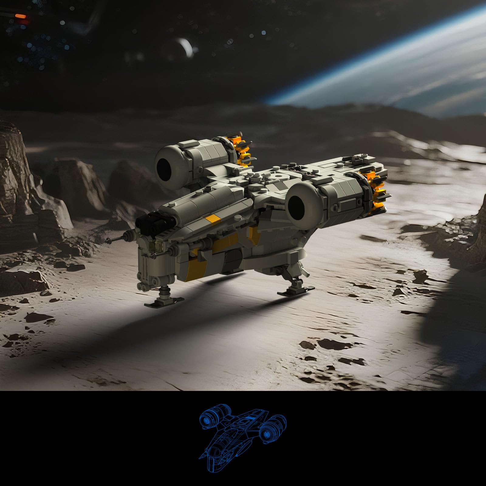 Givenni Star Ship engines reveal intricate contours for an authentic sci-fi model.