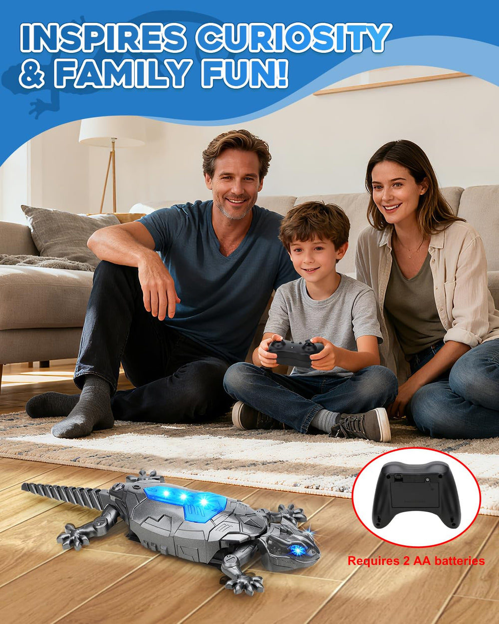 Givzan gecko remote control enabling wall and floor navigation from a distance
