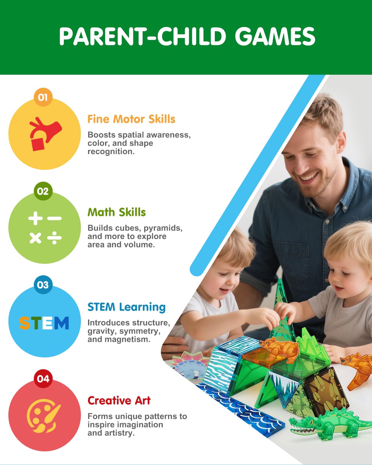 Givzan STEM tiles enhance spatial skills through hands-on play.