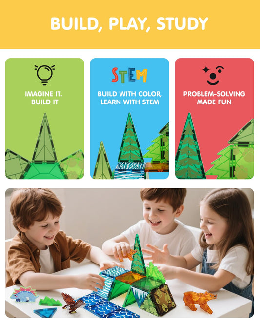 Givzan magnetic tiles zoo-scene visuals promote storytelling and creative world-building.