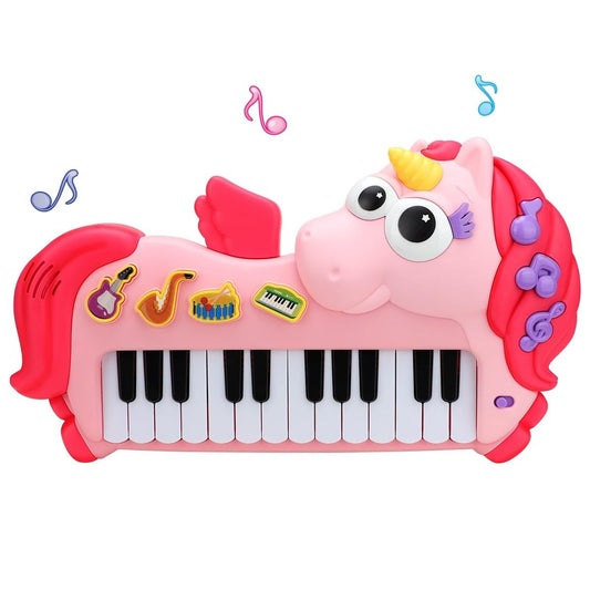 Givzan Unicorn Toddler Piano 24-key keyboard supports early rhythm exploration