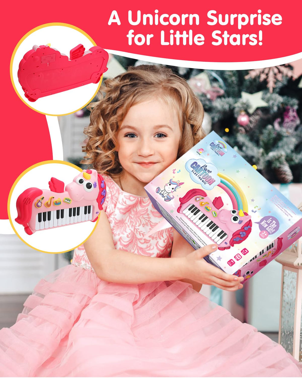 Givzan Unicorn Toddler Piano ideal gift for 3+ children