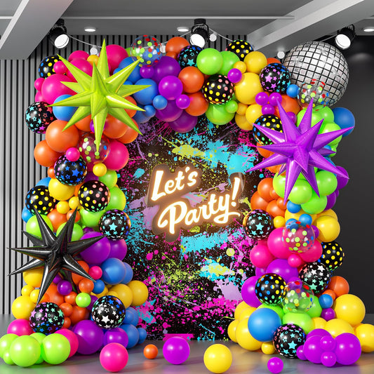 GIZIUXNE neon balloon arch kit ready for glowing party backdrop and easy setup.