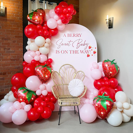 GIZIUXNE strawberry arch kit balloons ready for quick setup and vibrant party backdrops