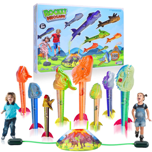 Gizzjoy dinosaur rocket launcher set promoting active outdoor play for kids