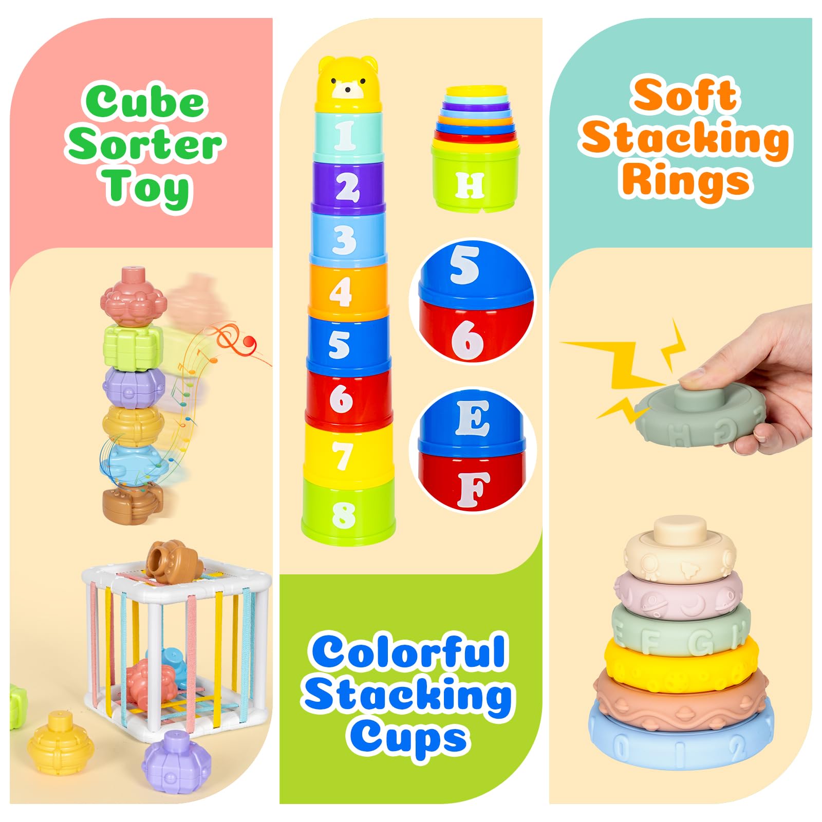 GJOF2YK colorful stacking blocks boost color recognition and hand-eye coordination