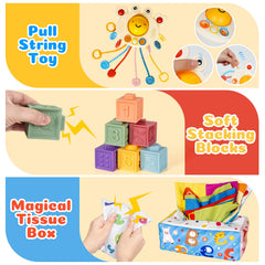GJOF2YK crab pull-string toy with textured cords for grip and tactile exploration