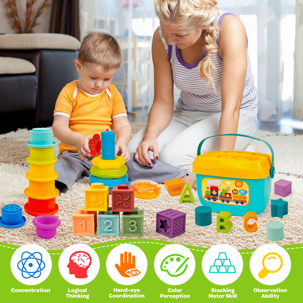 GJOF2YK rainbow stacking cups promote sorting, stacking, and fine motor play