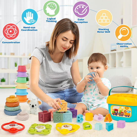 GJOF2YK soft ring building cups designed for gentle grasping and color learning.