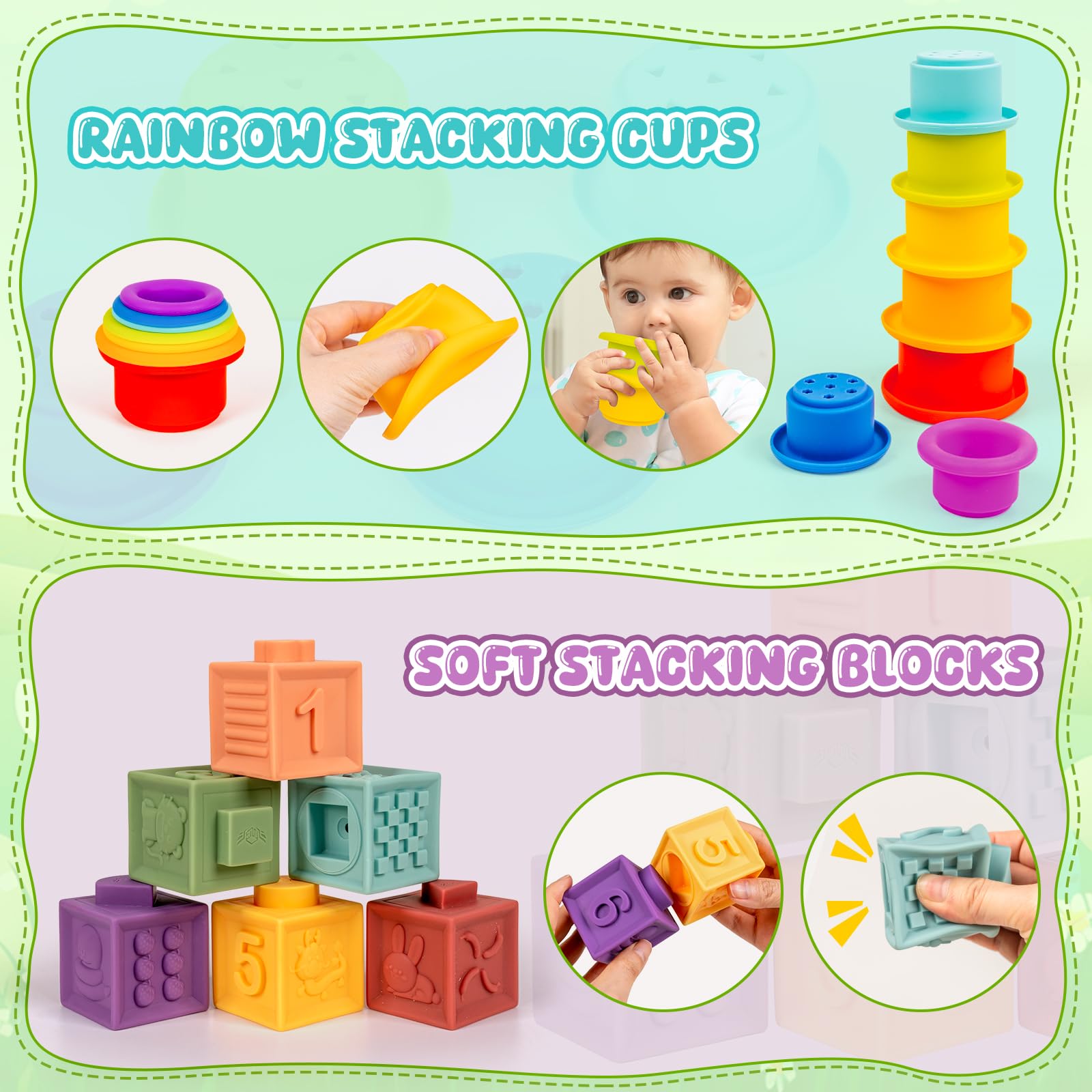 GJOF2YK soft stacking blocks cups and rings support early color and shape learning