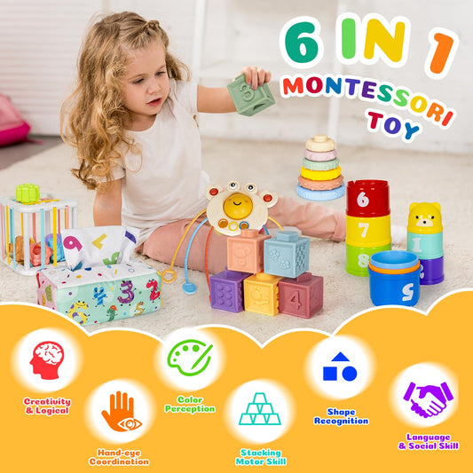 GJOF2YK tissue box toy with multi-theme papers promoting fine motor play