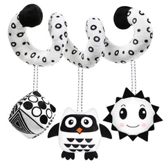 GKDOMS owl rattle cube plush for newborns encourages grasping with safe textures