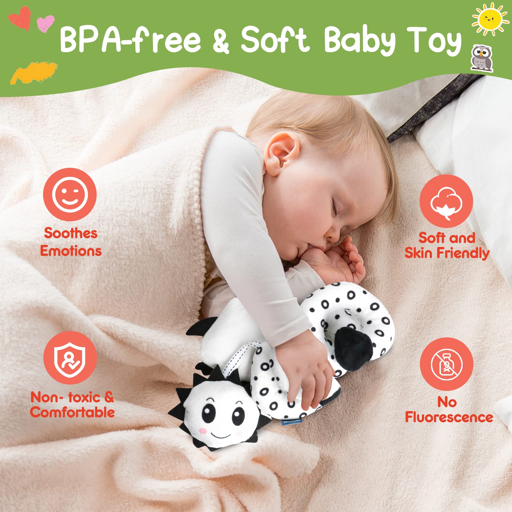 GKDOMS black and white high-contrast toy supports early visual focus