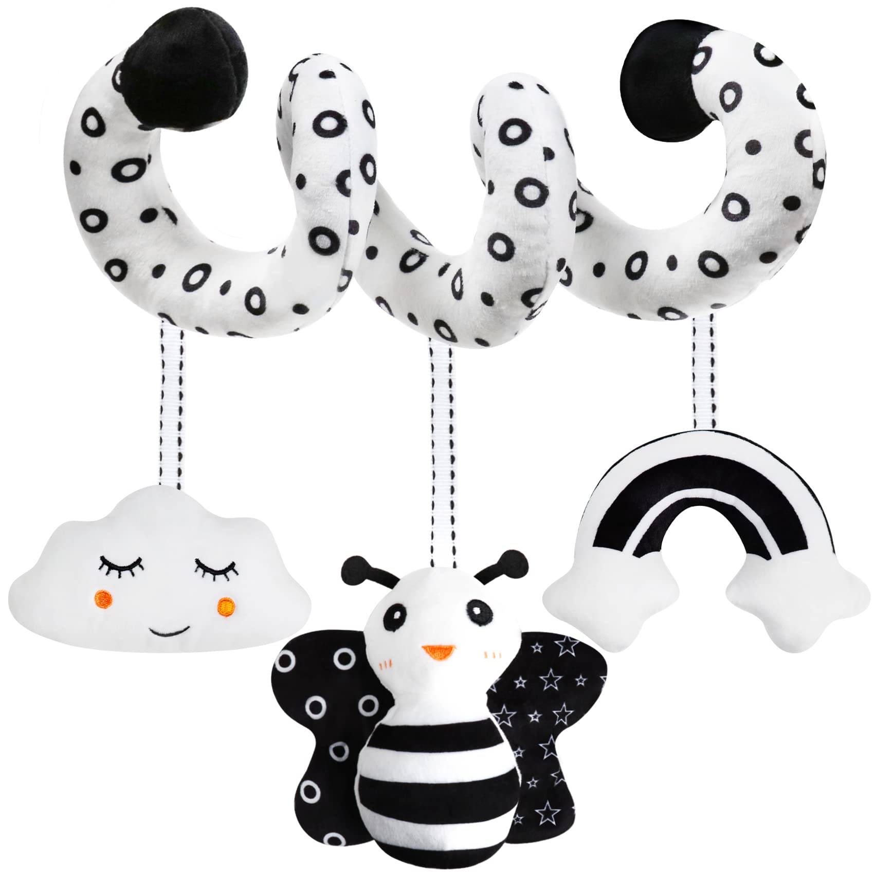 GKDOMS baby spiral stroller toy with high contrast visuals to stimulate focus.