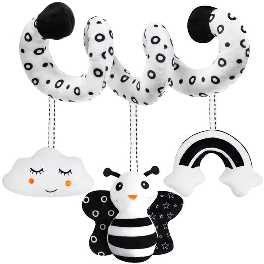 GKDOMS baby spiral stroller toy with high contrast visuals to stimulate focus.