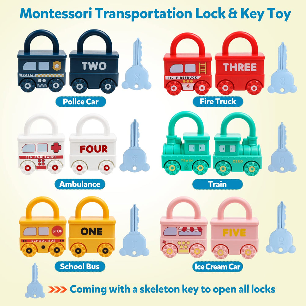 GKDOMS colorful keys with skeleton key promoting fine motor practice.