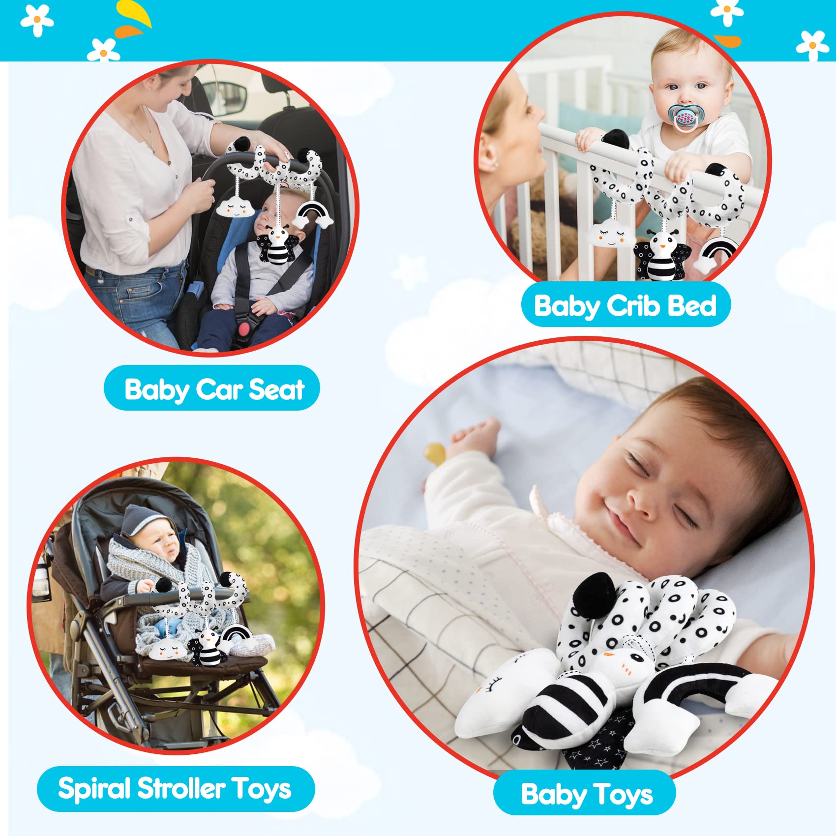 GKDOMS on-the-go spiral toy attaches securely to strollers.