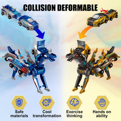 Gkiozu magnetic cars collide to reveal dino form for motor skills