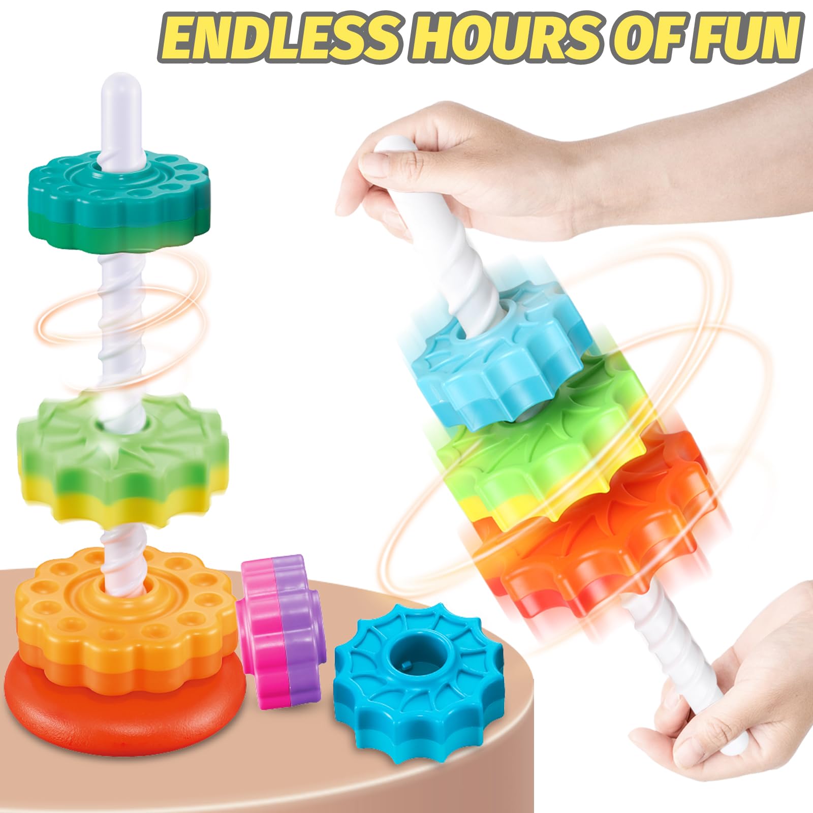 GKKBSJ Rainbow Tower spiral rod shown for smooth rotation and engaging play.