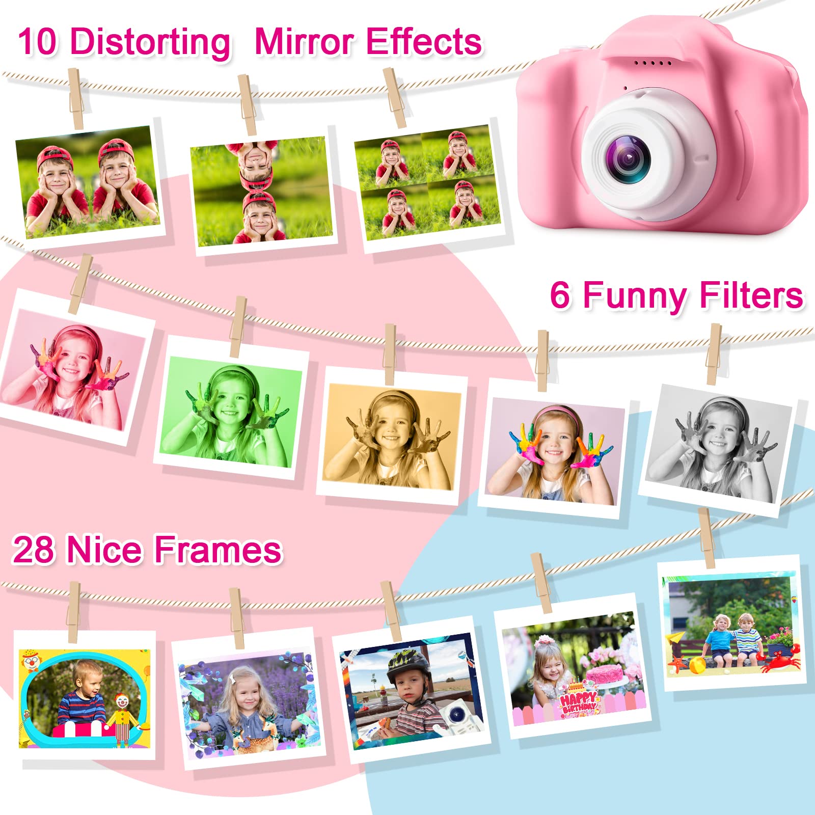 GKTZ 2-inch IPS screen provides clear viewing for young photographers.