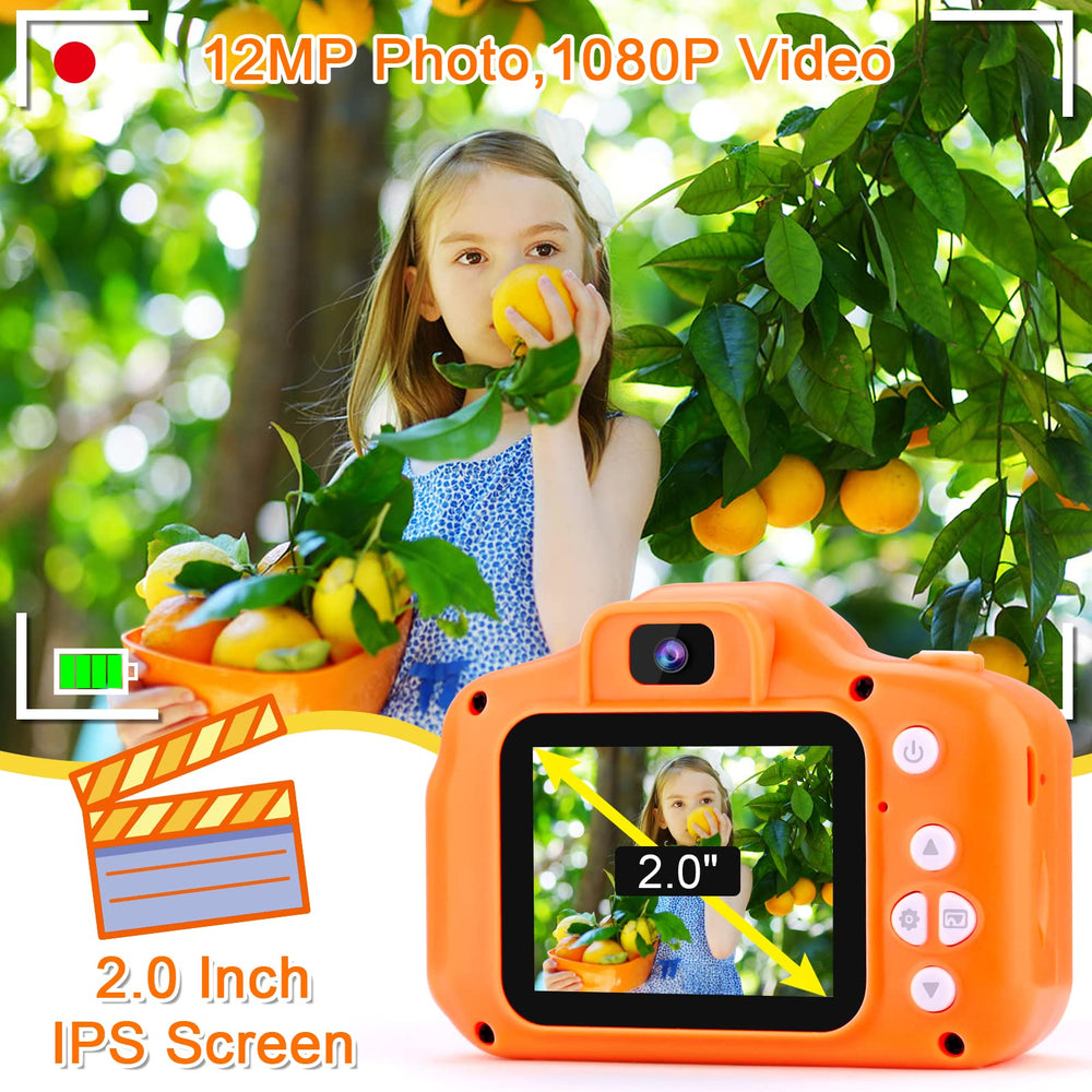 GKTZ Kids Camera display shows a 2 inch IPS screen for eye friendly viewing.