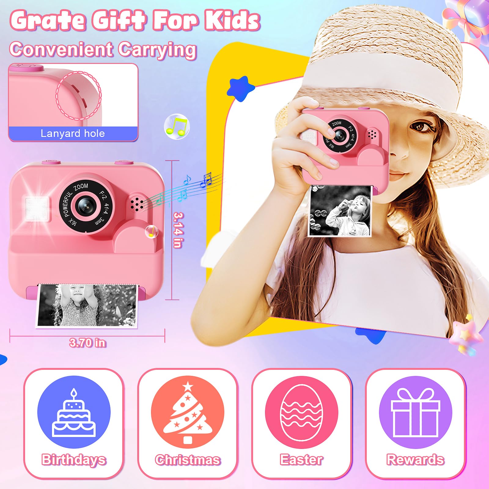 GKTZ Kids Camera inkless printing system emphasizes eco friendly use