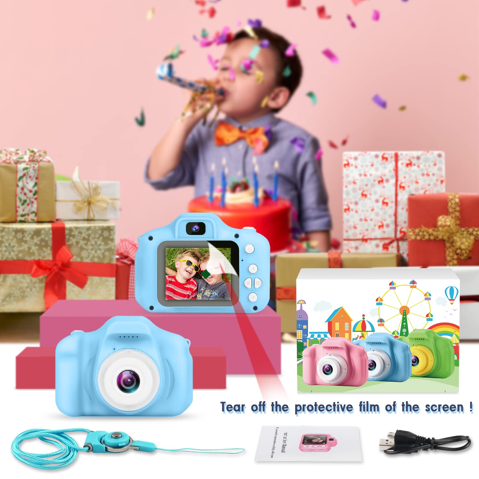 GKTZ Kids Camera with lanyard for secure outdoor outings
