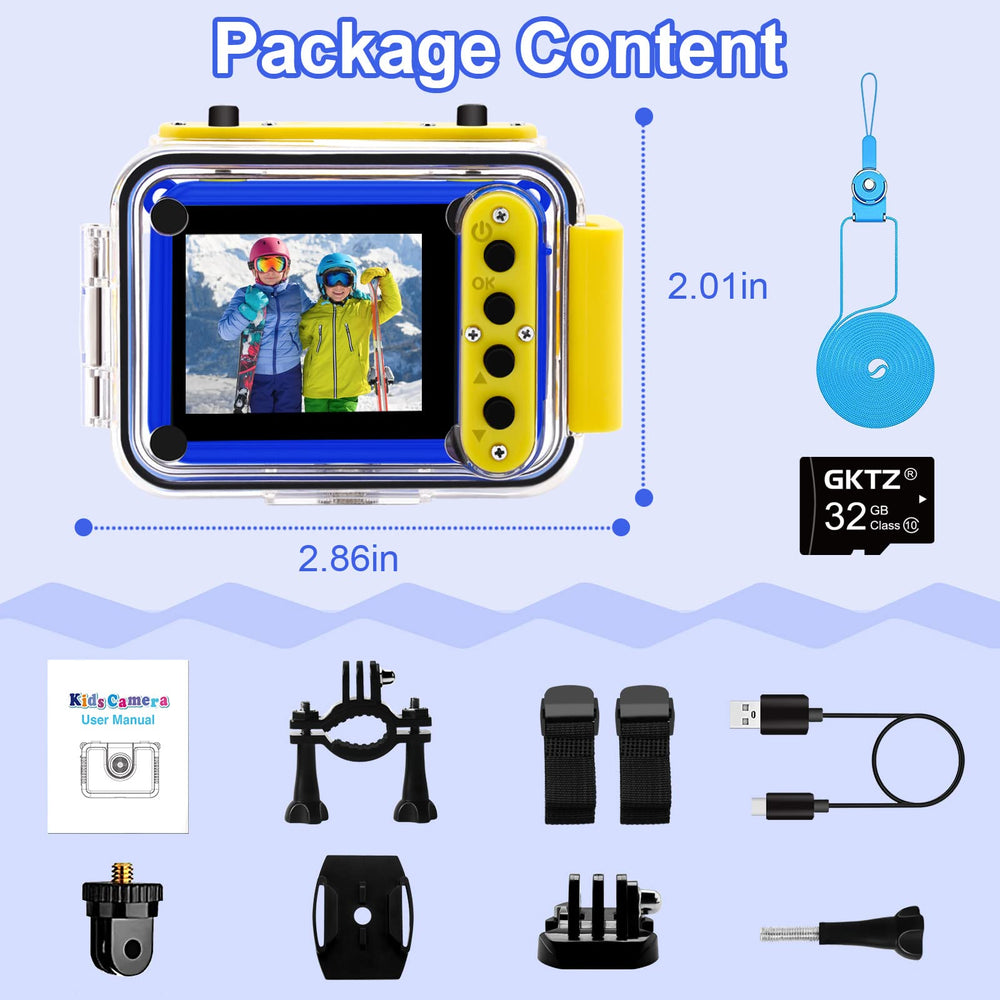 GKTZ Kids Camera in shockproof waterproof case for durable outdoor use
