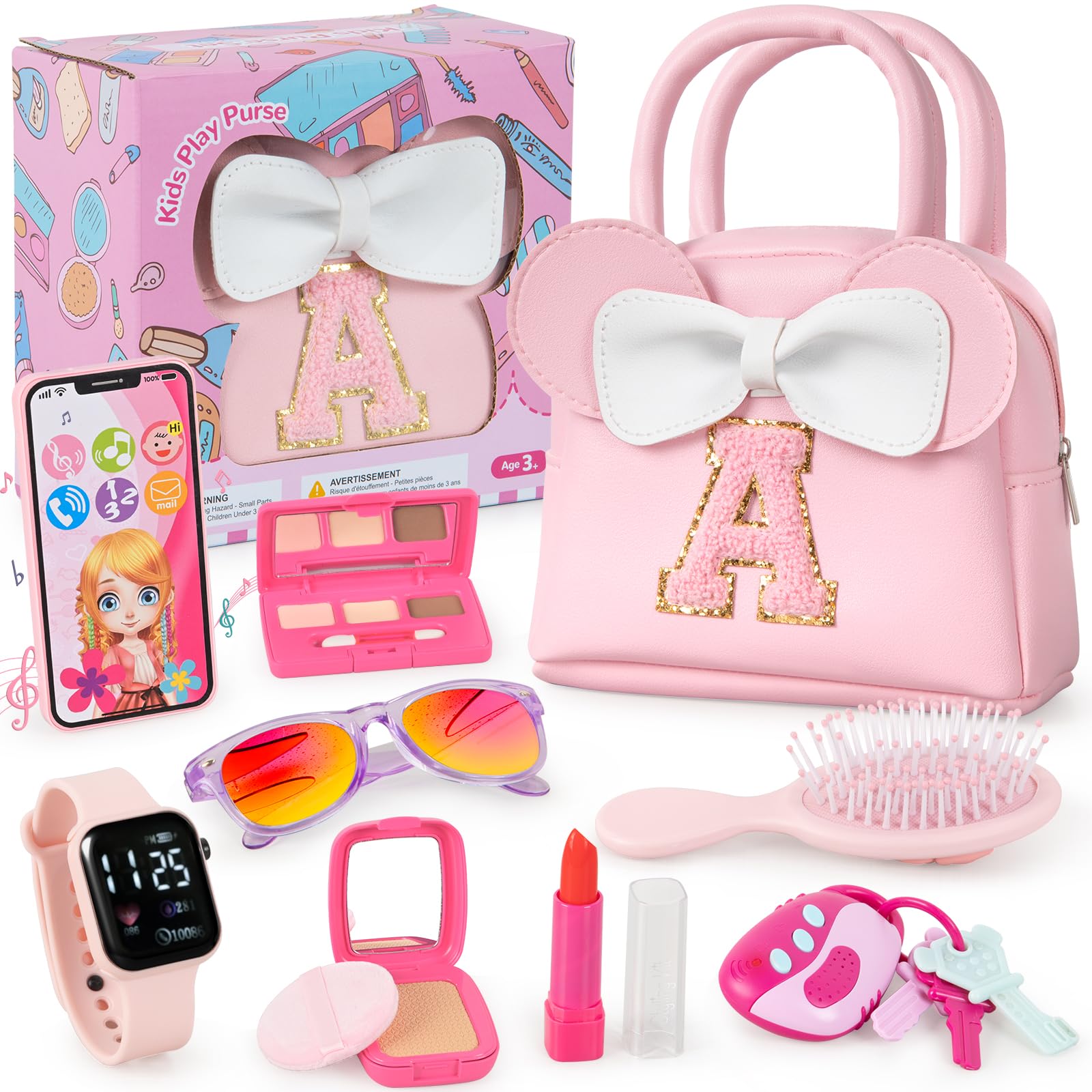 GKTZ Little Girl Purse front view with playful accessories for imaginative dress-up moments.
