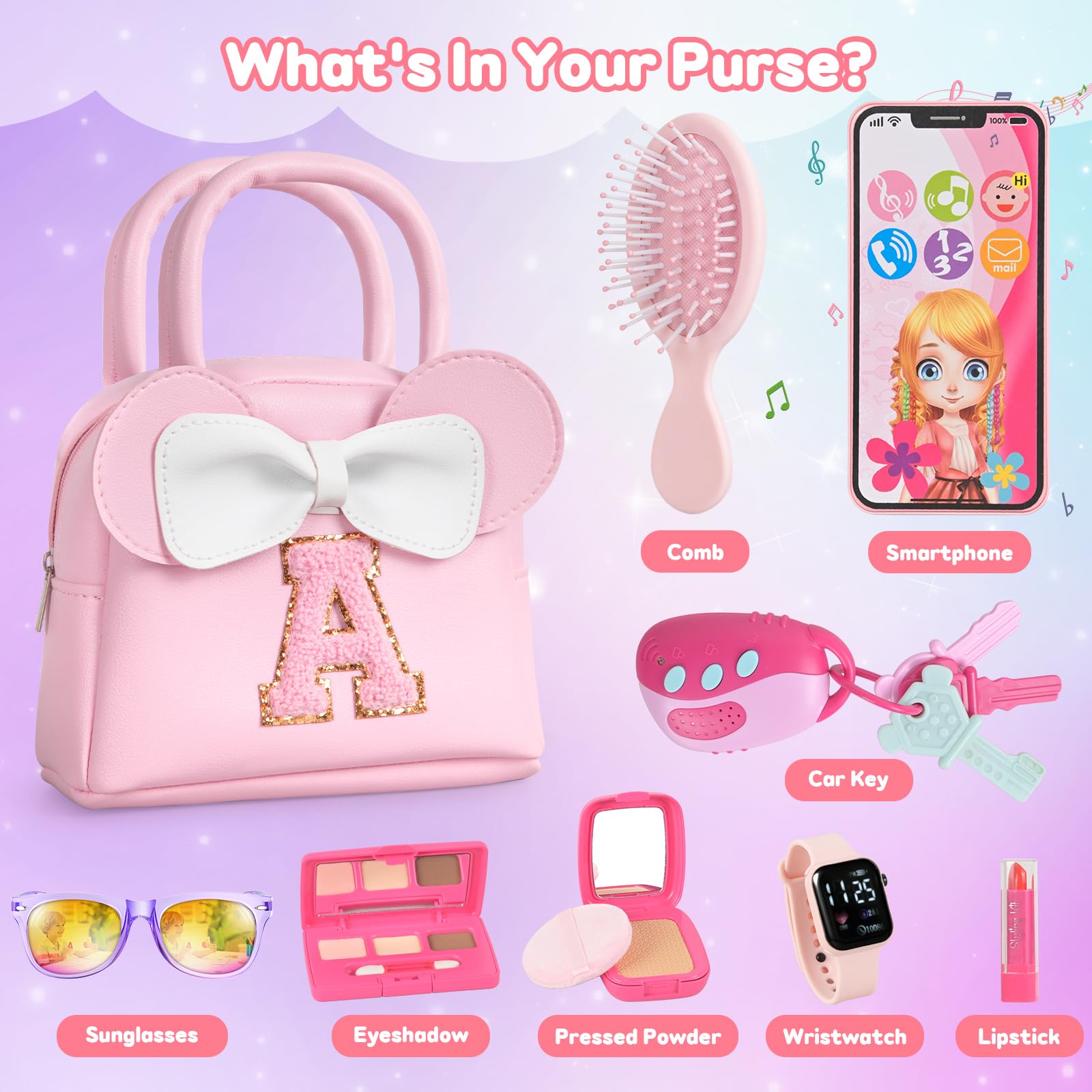 GKTZ Little Girl Purse phone showcases realistic toy phone for moms-and-daughters storytelling.