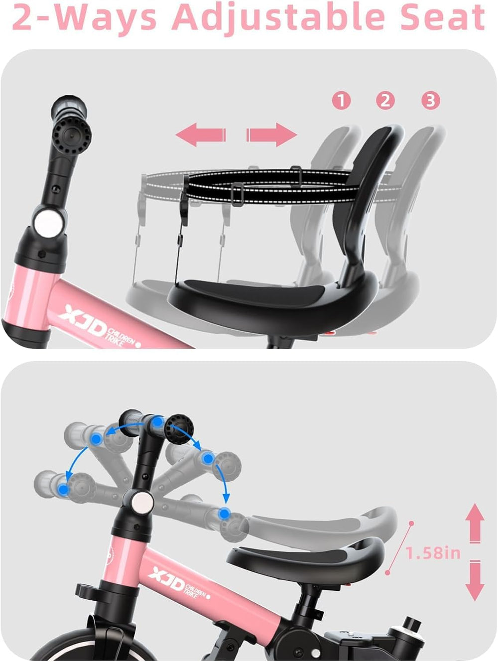 Glaf Tricycle one-touch folding for compact storage.