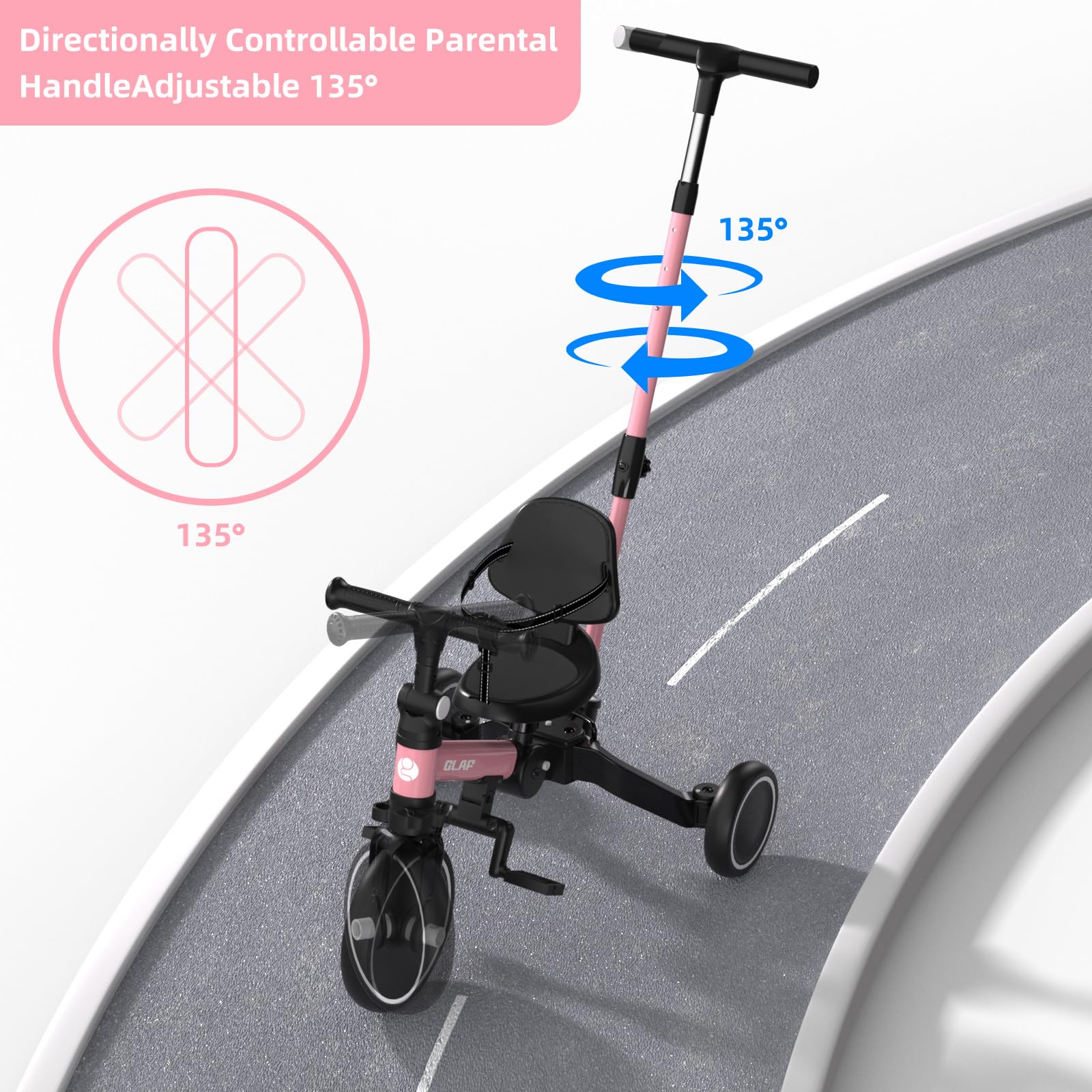Glaf Tricycle soft PP seat offers comfortable seating.