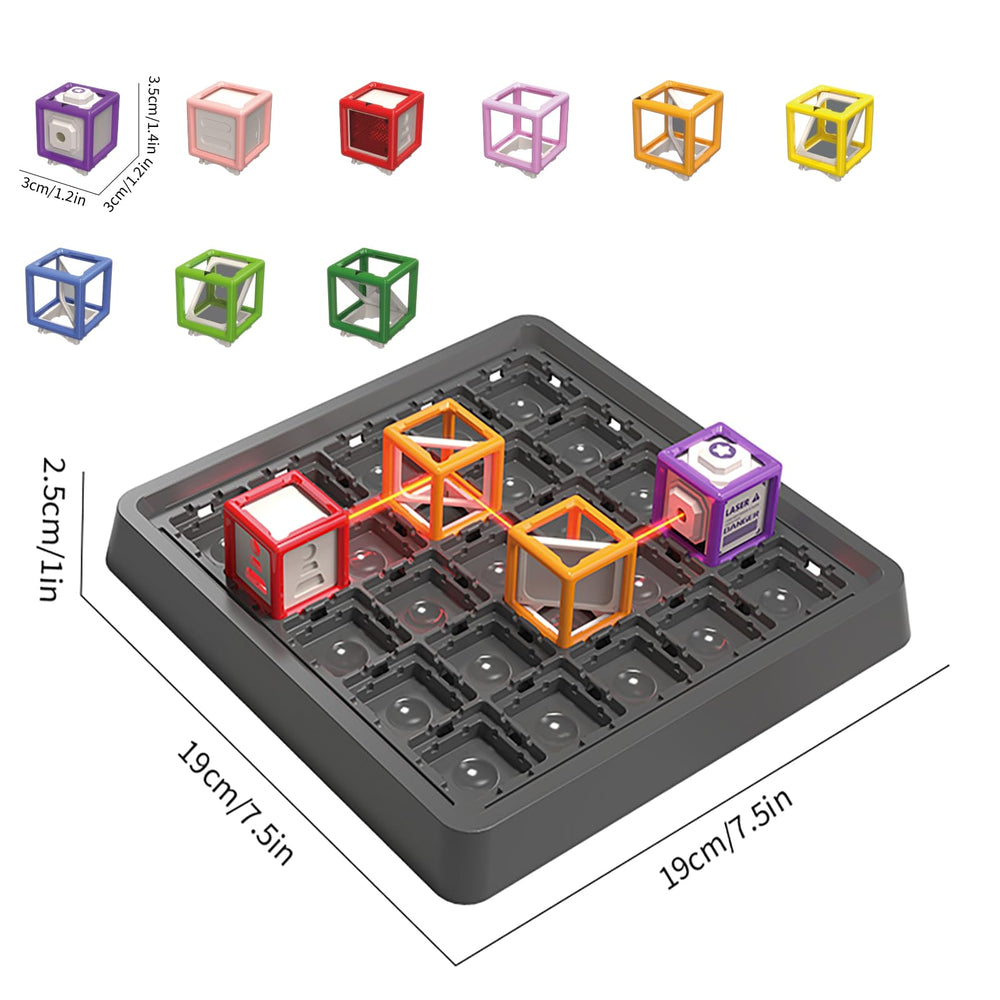 GLASSMARC Laser Maze Game setup image demonstrates plug-and-play start for quick learning at home during family sessions today