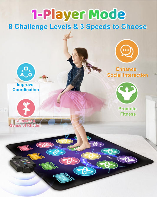 Gleamkid Dance Mat two-player mode encourages teamwork and friendly competition