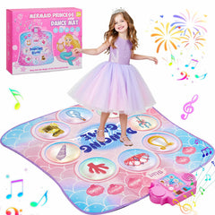 Gleamkid Mermaid Dance Mat front view with ocean patterns for imaginative play