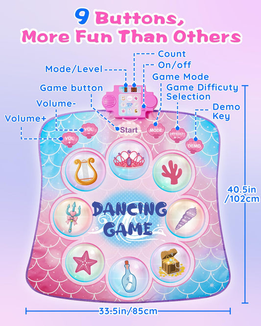 Gleamkid Mermaid Dance Mat LED board and speakers for easy rhythm learning