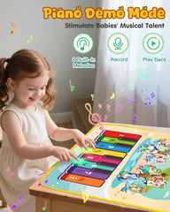 Gleamkid piano keyboard mode with eight scales and eight songs.