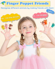 Gleamkid train set-animal-figures-inside six friendly puppets for storytelling.