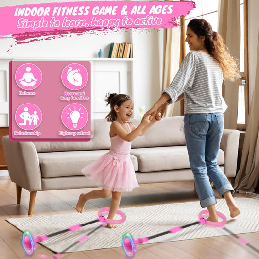 GleeGlow foldable skip ball in pink ready for portable fun