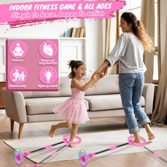 GleeGlow foldable skip ball in pink ready for portable fun