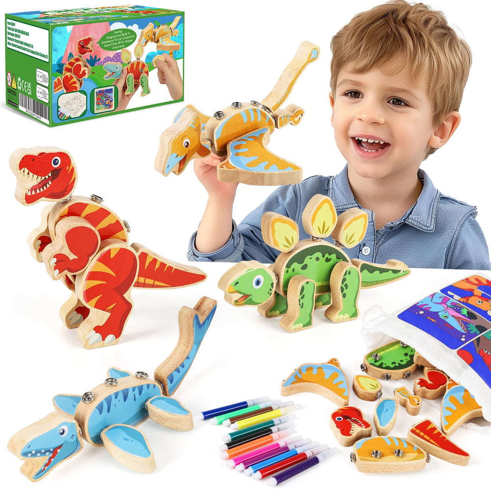 GLEEHAPY dinosaur-building-set front view promotes open ended creation and fine motor practice