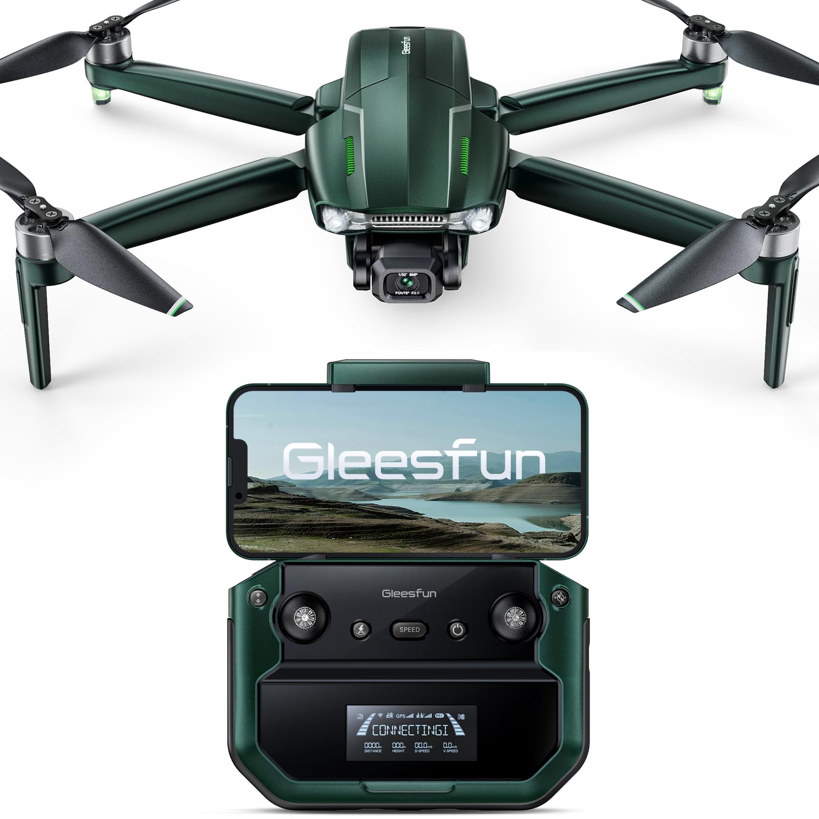 Gleesfun G11PRO drone front view ready for stable aerial shots