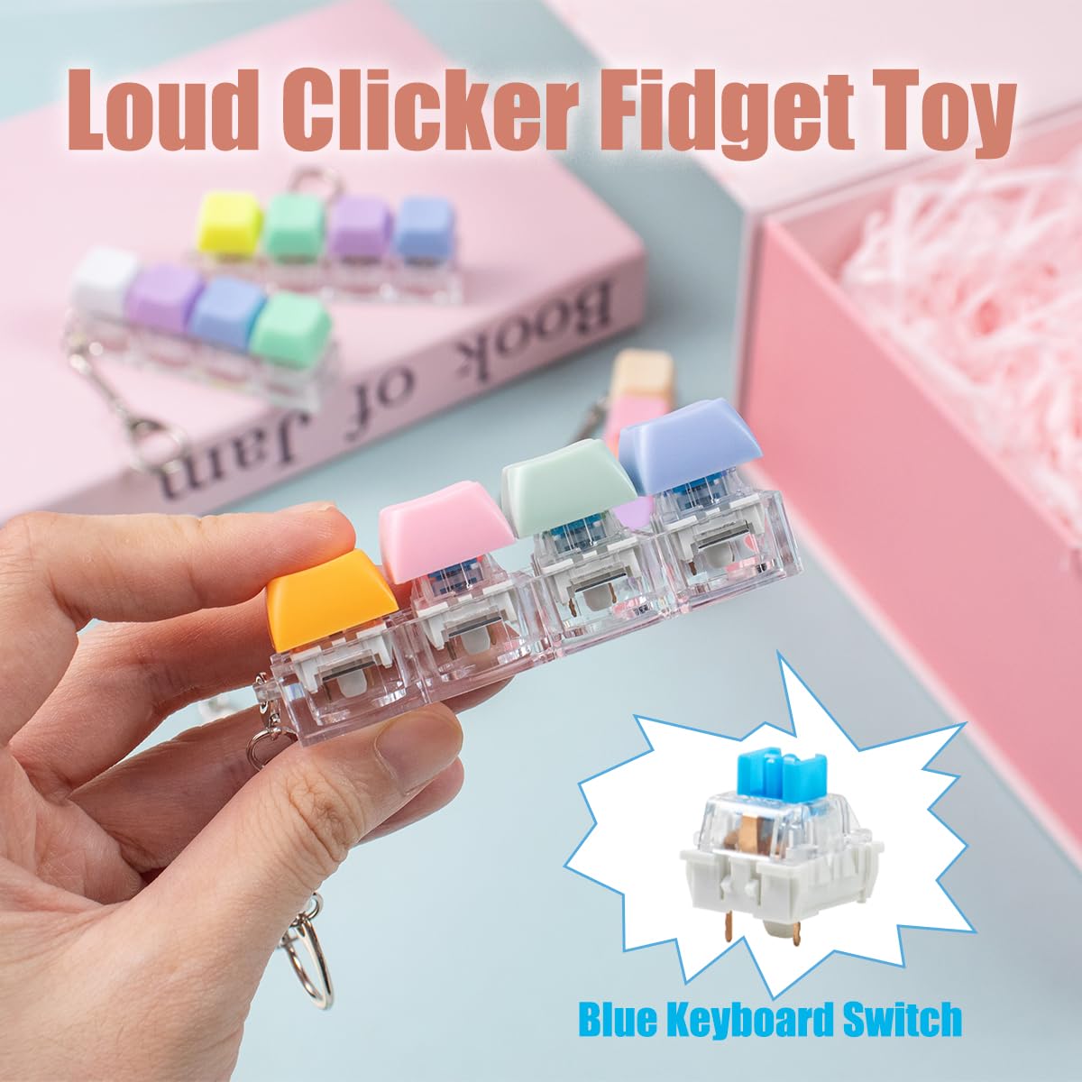 Gliging keyboard fidget clicker delivers crisp fingertip feedback with each press