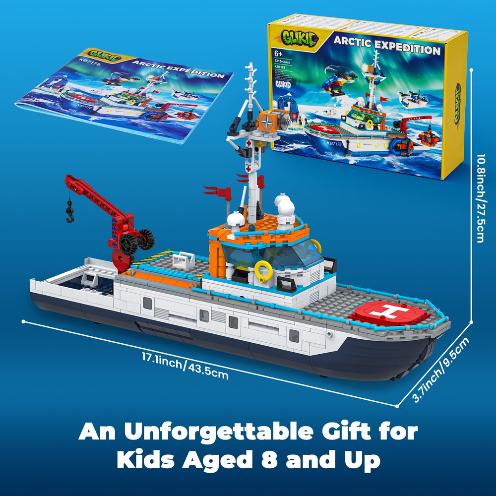 Glikid City Boat Building Set decor-ready display on shelves or mantels
